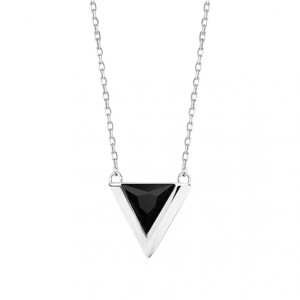 Colier argint triunghi cu piatra neagra DiAmanti Z1684N-DIA (Argint 925‰ 2,1 g.)